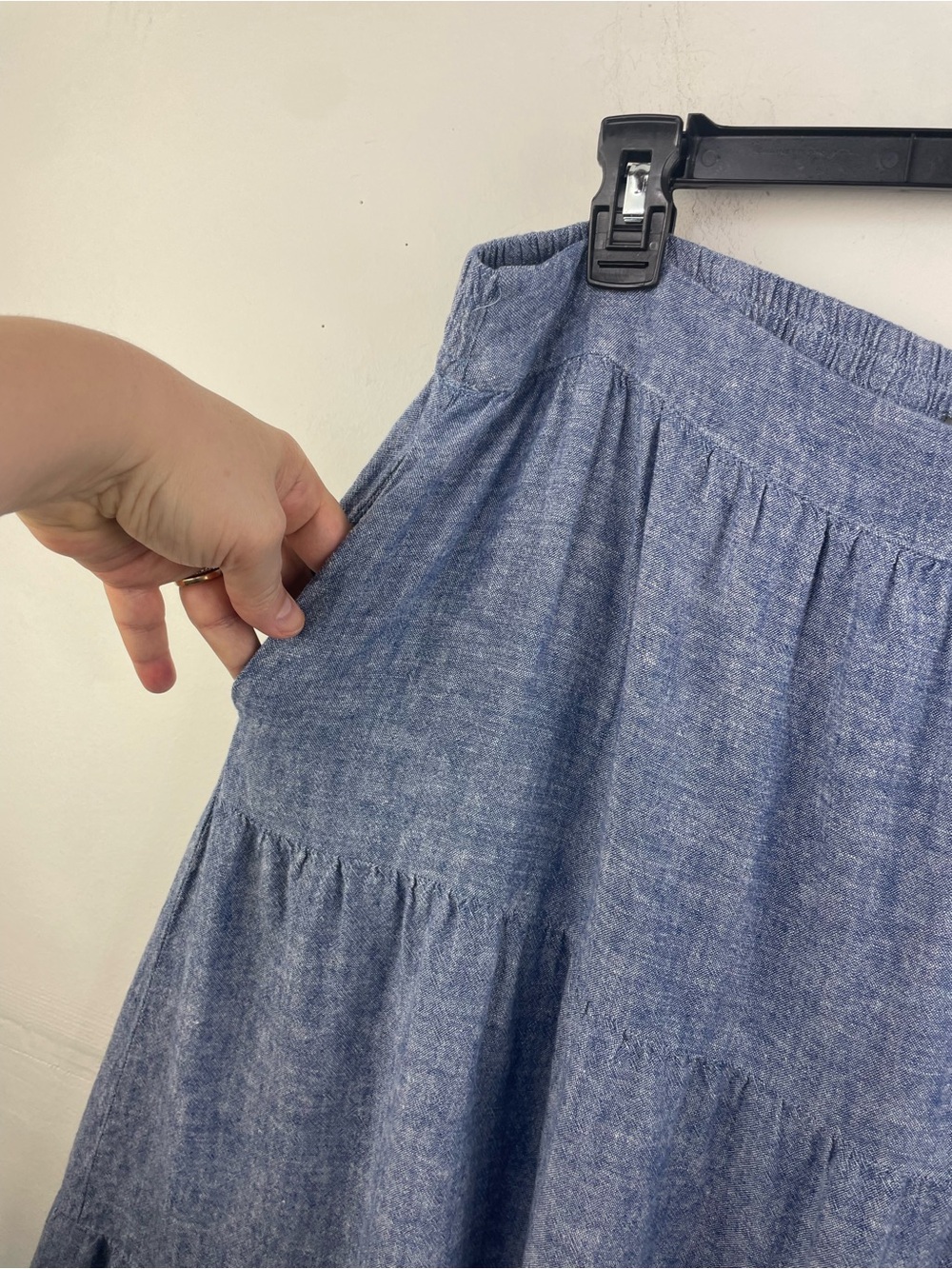 Matty M Blue Chambray Tiered A-Line Midi Skirt size XXL - Picture 4 of 13